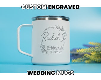 Personalized Wedding Coffee Mug • Gifts for Bridesmaids • Bachelorette Party Favors • Maid of Honor Gifts  • Mother of the Bride • H18