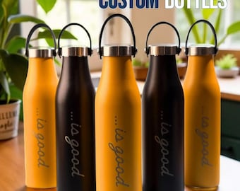 Custom Logo Water Bottle 21oz, Corporate Thank You Gift, Engraved Company Branding, Leak Proof Insulated Stainless Steel