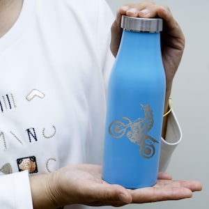 Custom Water Bottle For Kids 14oz, Personalized Water Bottle, Graduation Gifts Class of 2021, Dirt bike Kids Art, Kids Engraved • R140GR