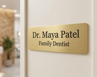 Office Door Name Plate, Custom Engraved Door Sign, Personalized Name Plate for Office Door, Doctor Dentist Clinic Sign, Name Sign