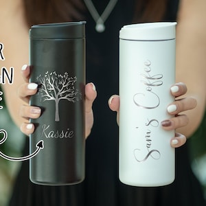 Gepersonaliseerd cadeau voor haar Aangepaste magere beker, lasergegraveerde 16oz reismok, verjaardagscadeau bruidsmeisje