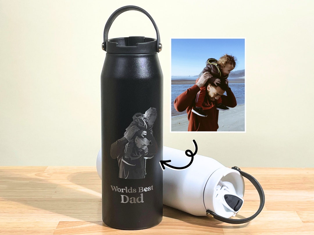 1 Liter Bottle for Dad Dad Tumbler Gifts for Dad Photo Engraved Bottle