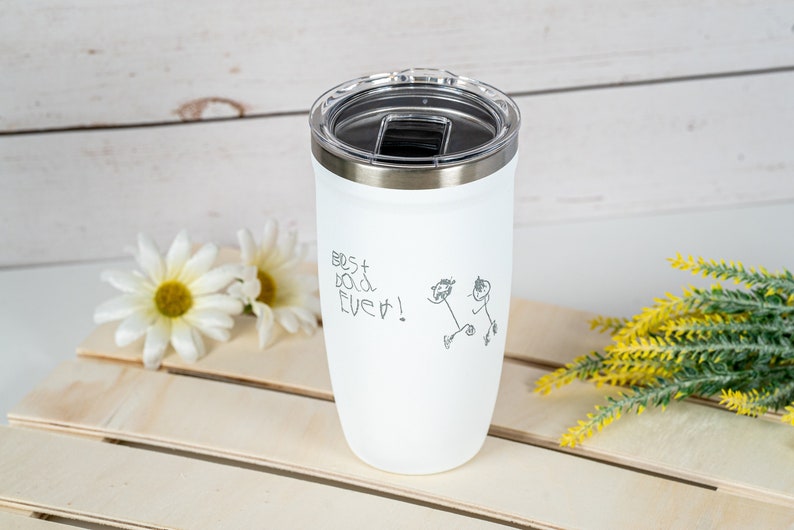 Kids Drawing Engraved on Insulated Tumbler Father's Day Gifts for Dad P16 image 1