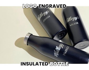 Employee Appreciation Gift, Custom Logo Water Bottle Bulk, Business Swag, Laser Engraved Flask