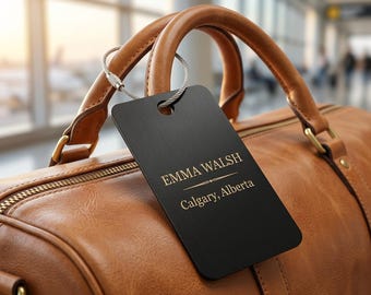 Personalized Luggage Tag, Engraved Name Luggage Tag with Steel Loop, Custom Bag Tag, Travel Gift, Honeymoon Gift, Suitcase Tag