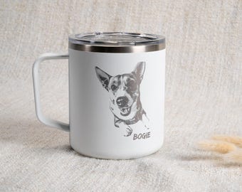 Dog Dad Gift, Pet Portrait Mug, Custom Dog Mug, Engraved Tumbler, Personalized Coffee Cup