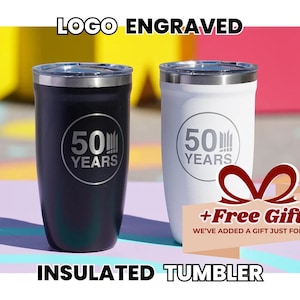 Engraved Logo Tumbler, Business Travel Mug, Employee Gift, Custom Brand Merch, Insulated Cup, Company Swag, Appreciation Present • P16