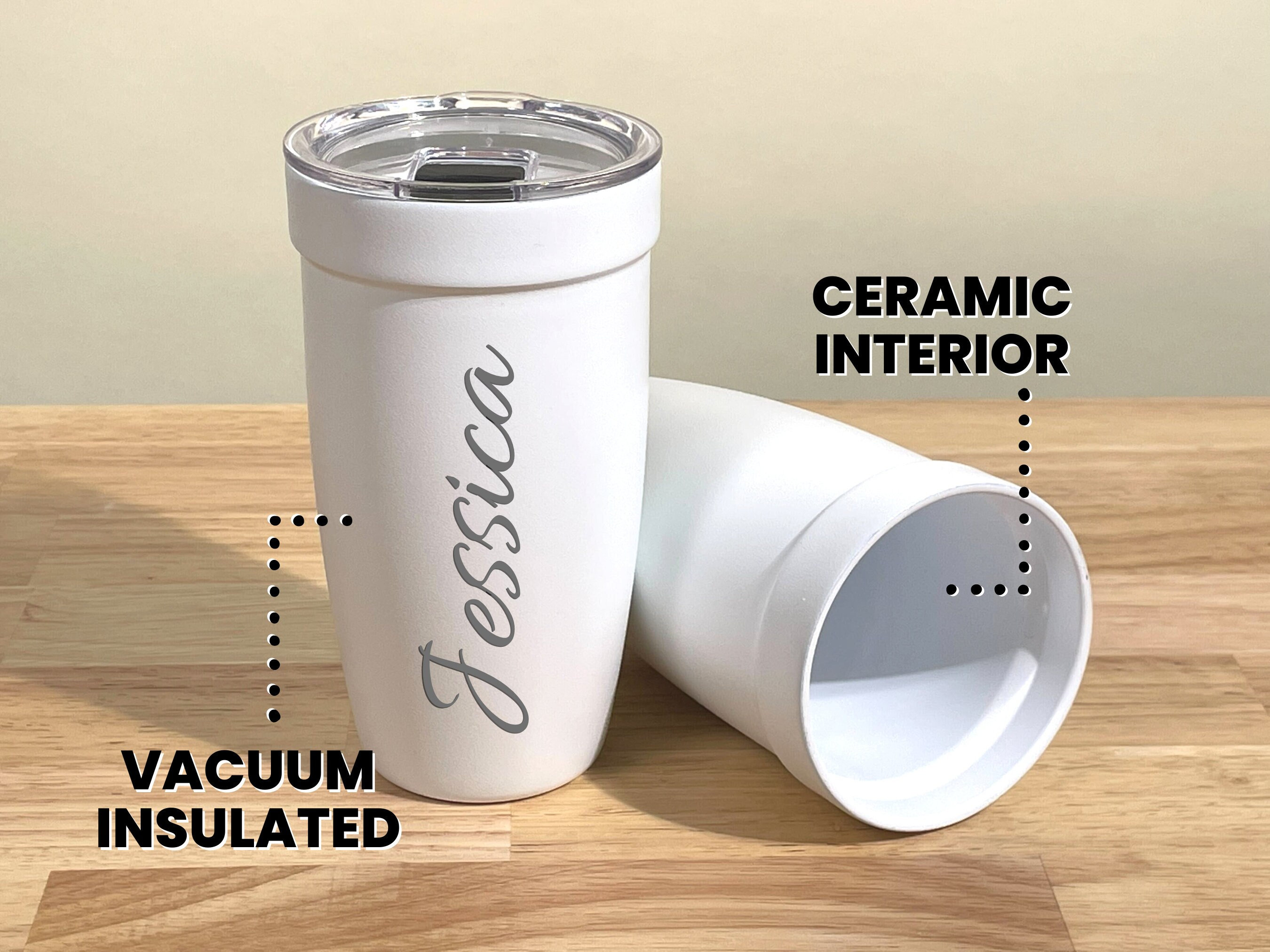 Calligraphy Elegant Black & White Plain Simple Thermal Tumbler