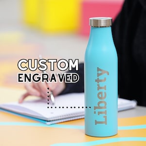 Laser Engraved Name Bottle Custom Water Bottle, Sports Flask, Personalized Gift for Wife, Stainless Steel, 21oz Durable Flask R21