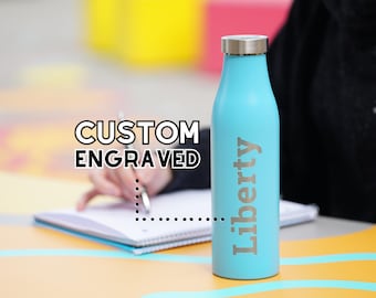 Laser Engraved Name Bottle Custom Water Bottle, Sports Flask, Personalized Gift for Wife, Stainless Steel, 21oz Durable Flask R21