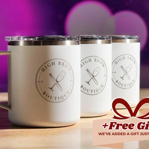Personalized Logo Mug, Employee Recognition, Custom Branding, Laser Engraved, Insulated Coffee Tumbler, Staff Appreciation Gift H12