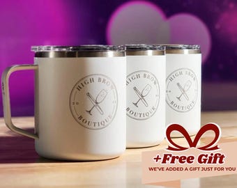 Personalized Logo Mug, Employee Recognition, Custom Branding, Laser Engraved, Insulated Coffee Tumbler, Staff Appreciation Gift H12