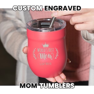 Custom Engraved Tumbler for Mom Reusable Stainless Steel Straw Available W16 image 1