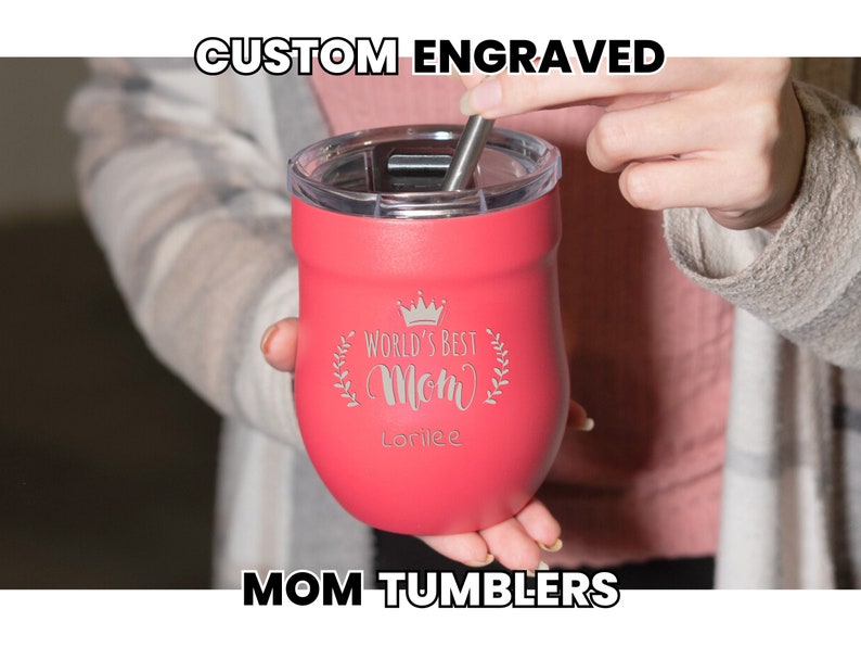 Custom Engraved Tumbler for Mom Reusable Stainless Steel Straw Available W16 image 1