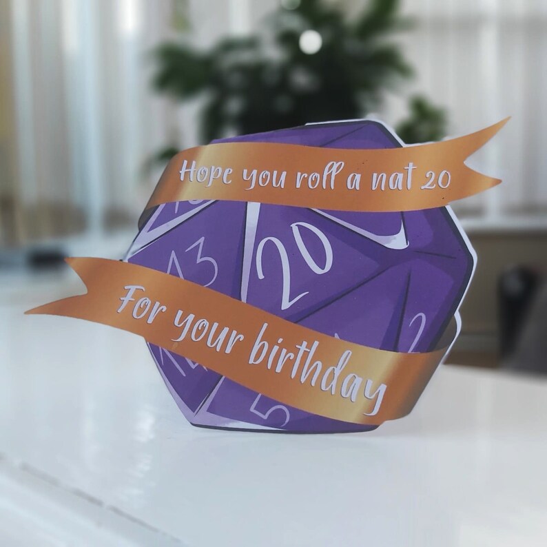 D D Birthday Card DnD Dice Cut Out Card Dungeons And Dragons Etsy