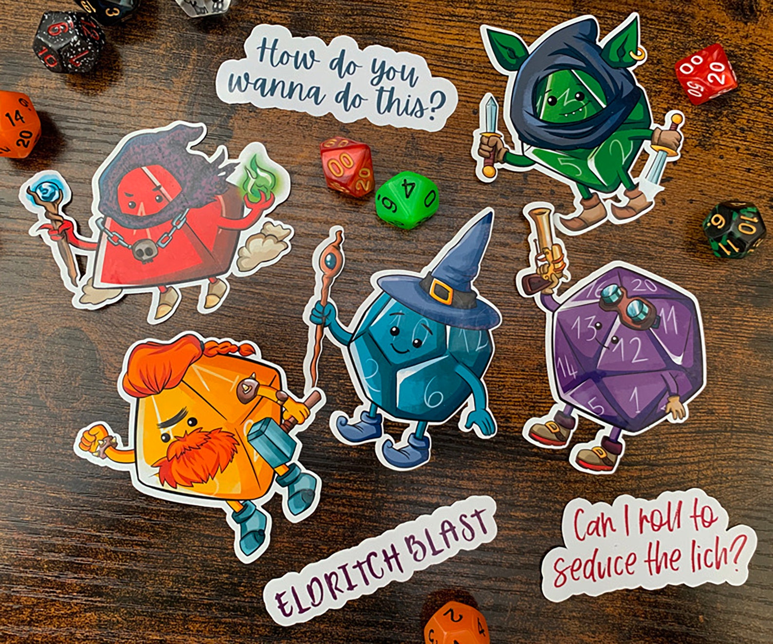 D&amp;D Dice Sticker Set of 8 Dungeons and Dragons Stickers Dnd | Etsy