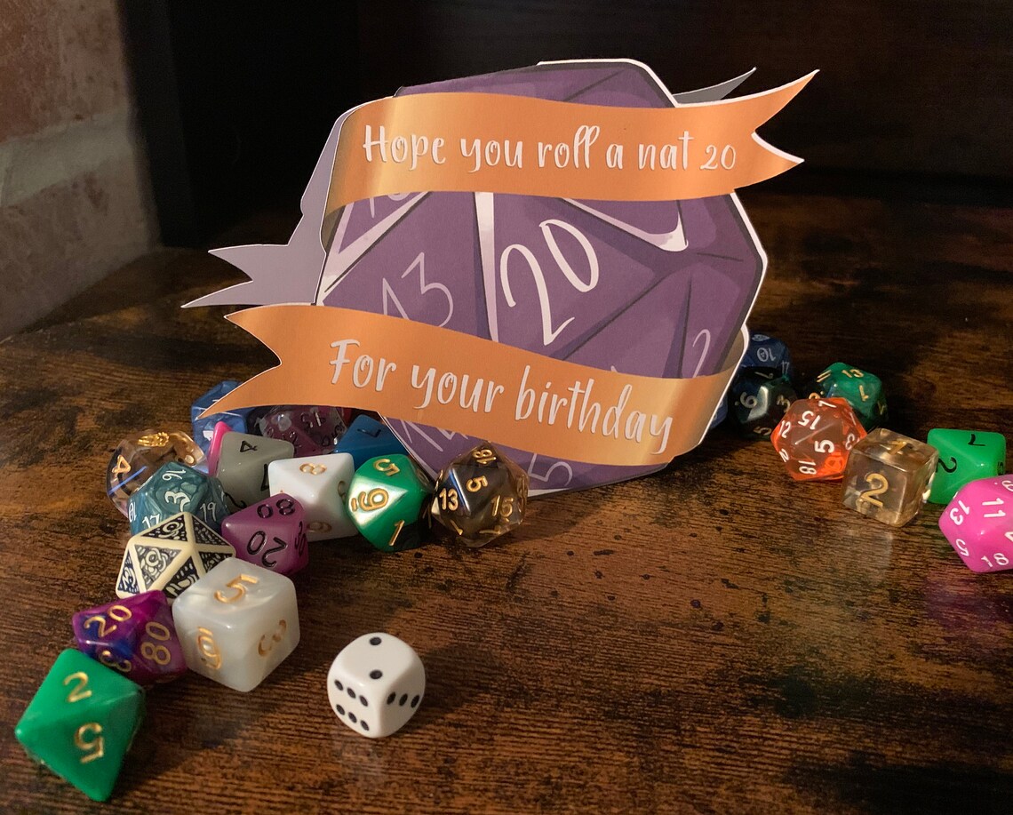D&amp;D Birthday Card DnD Dice Cut Out Card Dungeons and Dragons | Etsy