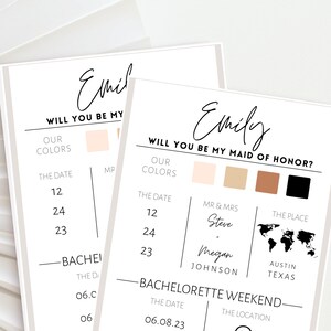 Bridesmaid Info Card Template, Bridal Party Info Card, Bridesmaid Information Card, Modern Bridesmaid Infographic, Instant Download