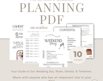 Wedding Day Guide PDF | 10-Page Editable Wedding Roles & Timeline Planner