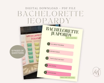 DIY Bachelorette Jeopardy Game Kit - Printable PDF