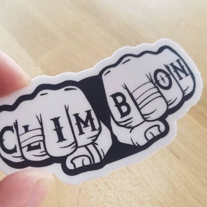 Sticker klim op rotsklimmen