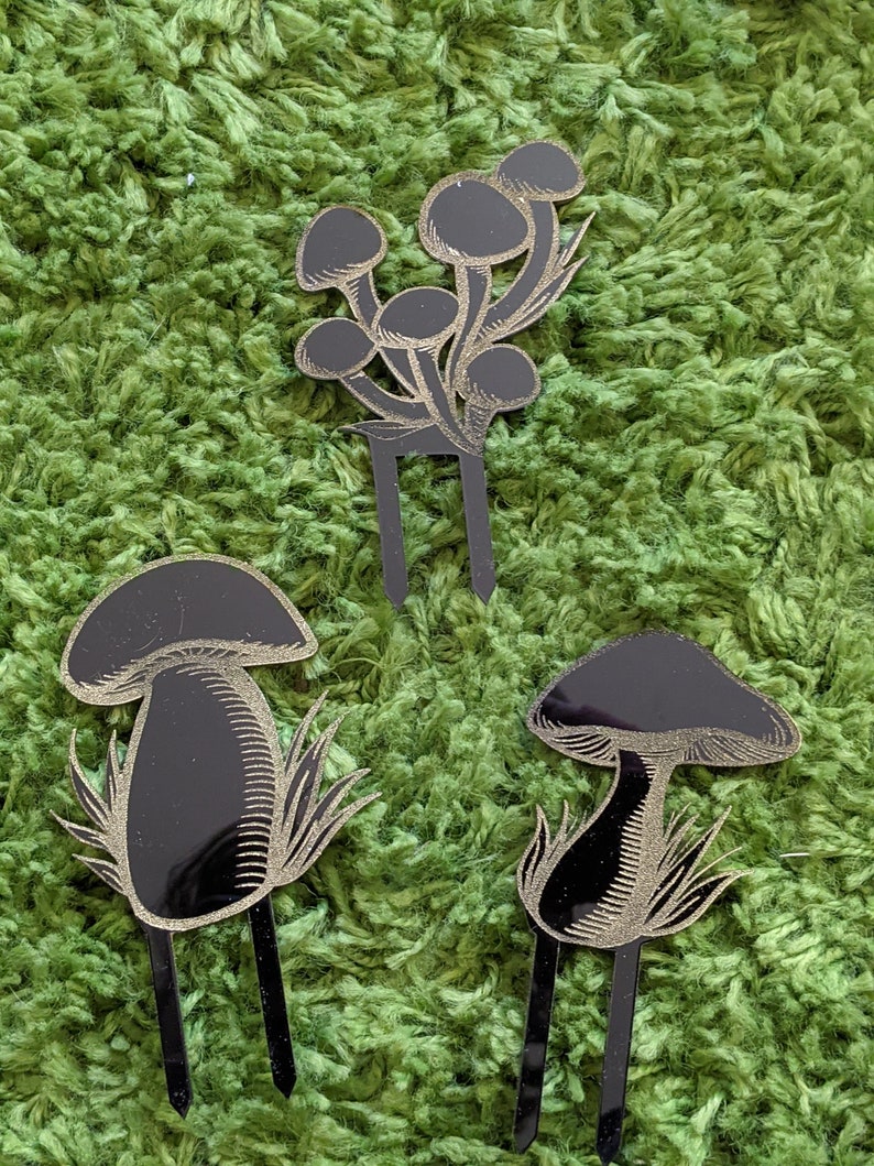 Mushroom Trellis Plant Set Acessorie - WOODEN or BLACK ACRYLIC imagem 3