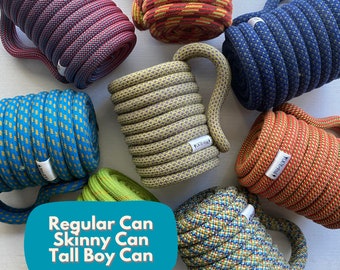Can Cozies -UPCYCLED Rock Climbing Rope  - 12oz. or 16oz. - Skinny Can - Tall Boy Can