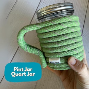 Mason Jar Cozie – Handmade from Upcycled Climbing Rope | 3 Sizes | Optional Jar Included