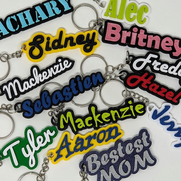 Customizable 3D Printed Keychain - Custom Fonts - Keyring - Backpack