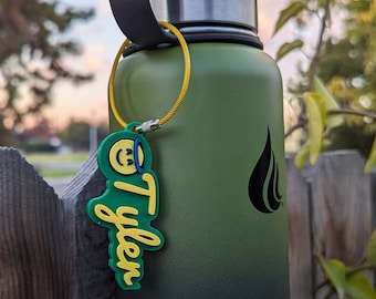 Water Bottle Name Tag, Durable Personalized Kids Keychain