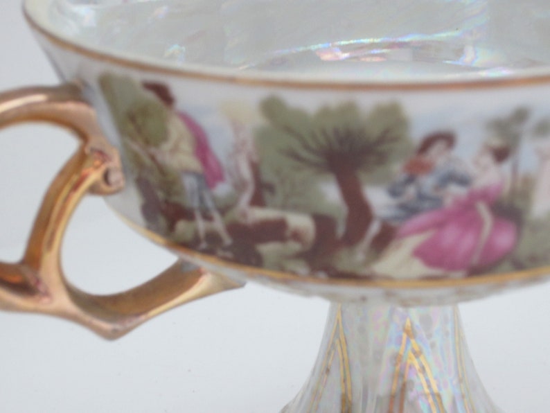 Royal Vienna Style Center Bowl with Classical Scenes and Gold Vintage Porcelain Decorative Bowl with Handles