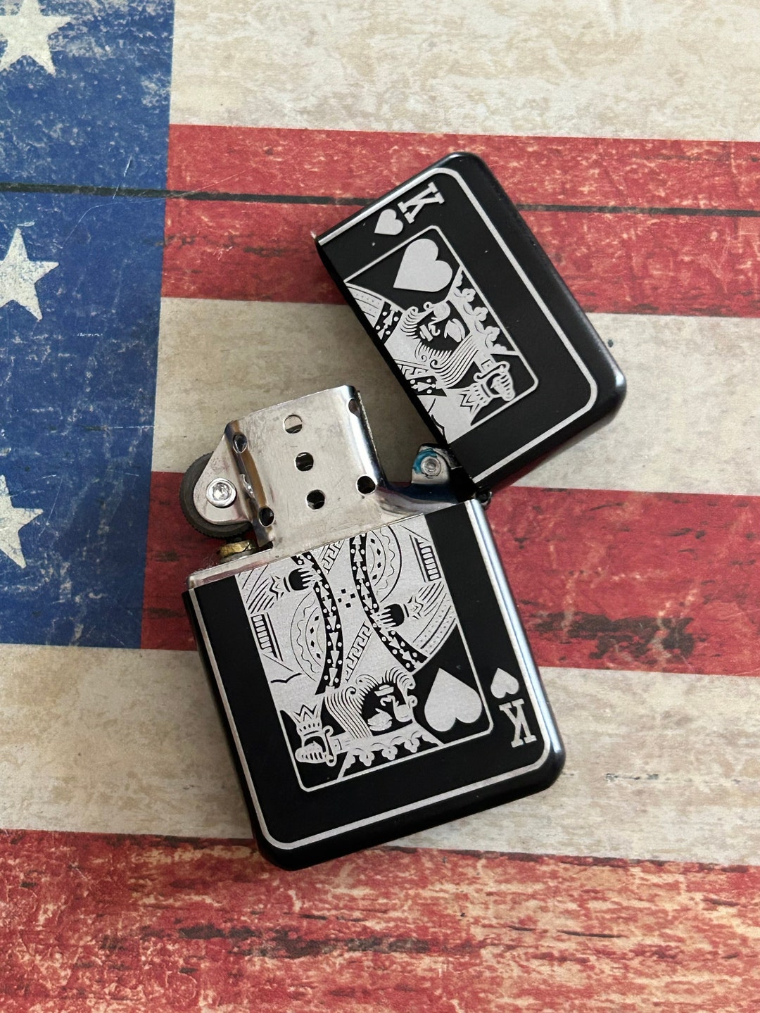 Playing Cards Black Engraved Lighter Poker Lighter Blackjack Etsy