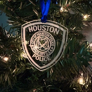 Houston Texas Police Department logo  Christmas tree ornament