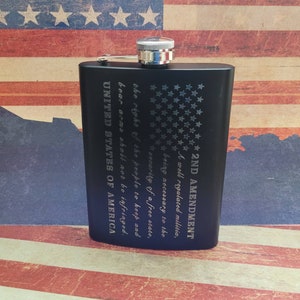 2nd Amendment american flag 8oz stainless  steel flask