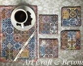 Set of 4 slate coasters and a serving tray, gift idea