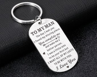 To My Man Keychain,I Was Late to Be Your First,Personalized Gift for Men,Anniversary Gift for Boyfriend Husband,Couple Gift,Valentine's Day