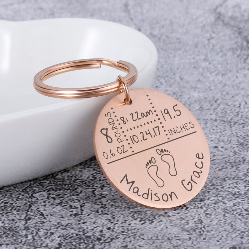 Baby Arrival Keychain Personalized New Baby Keychain Baby Etsy