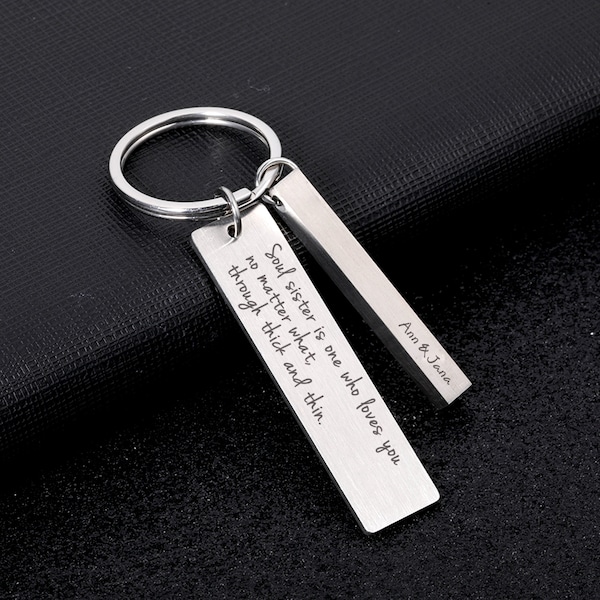Silver Thick and Thin Keychain Etsy