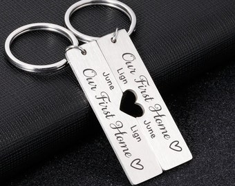 Pair of New Home/First Home Keychain,His & Hers Housewarming Gift,Couple Keyrings with Name,Moving House Gift,New Home Keyrings,Sweet Home