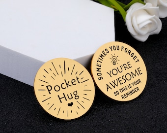 POCKET HUG Coin,Inspirational Gift for Daughter Son,You Are Awesome,Proud of You,Work Team Gift,Colleague Gift,Retirement gift,Custom coin