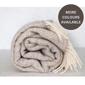 Beige Herringbone Wolle Couch Decke 51x73", Leichter Sommer Terrasse Überwurf, Neutral Lap Afghan | Wolldecke