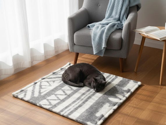 100% Wool Cat Self Warming Pad - Soft Warm Rug for Dogs and Cats, Floor Mat