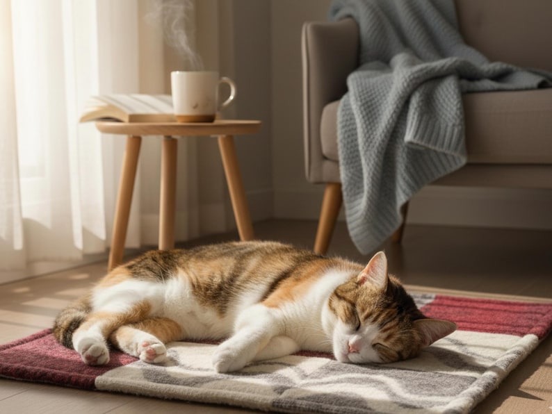 100% Wolle Katzen Eigenwärmekissen - Weicher, warmer Teppich für Hunde und Katzen, Bodenmatte Bild 5