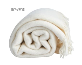 Coperta calda color avorio - Coperta invernale in lana, regalo di Natale per l'inaugurazione della casa