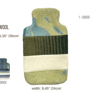 NZ Wool Hot Water Bottle Cover 2Qt 2L, Geometric Heating Pad Alternative, Period Cramp Relief Cozy Insulating Sleeve | Wärmflasche image 3