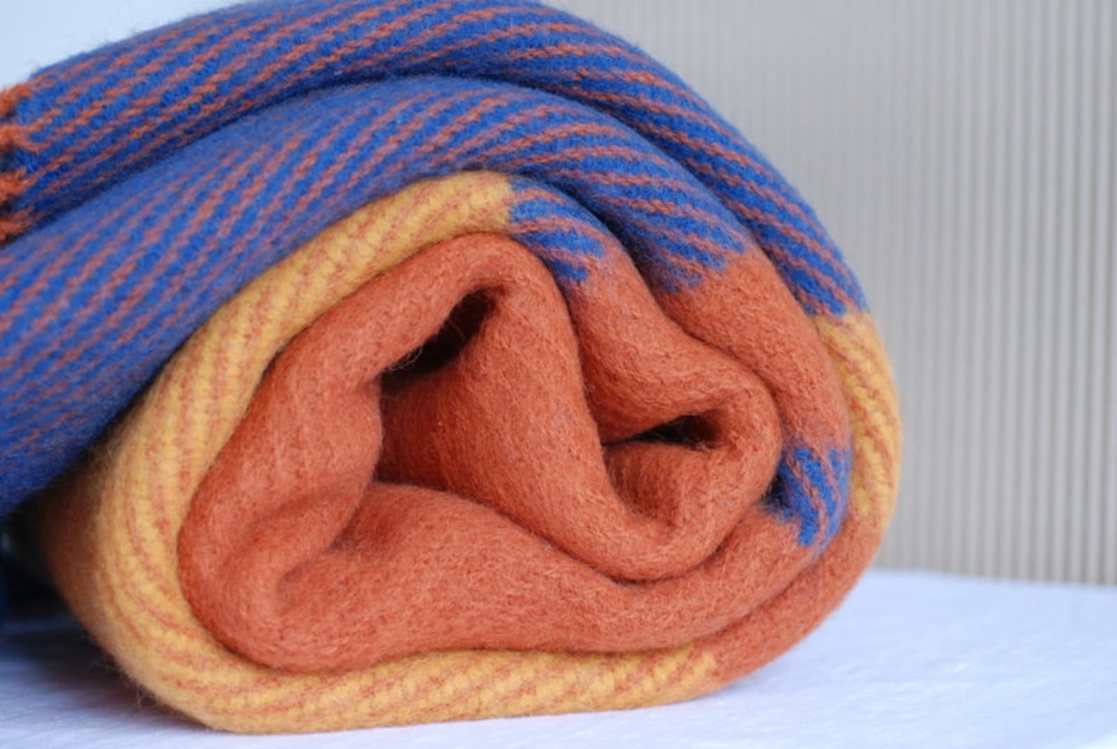 Bright Colorful Warm Wool Blanket Throw, Wool Throw Wrap Blanket