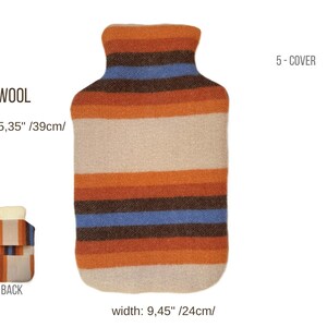 NZ Wool Hot Water Bottle Cover 2Qt 2L, Geometric Heating Pad Alternative, Period Cramp Relief Cozy Insulating Sleeve | Wärmflasche image 11