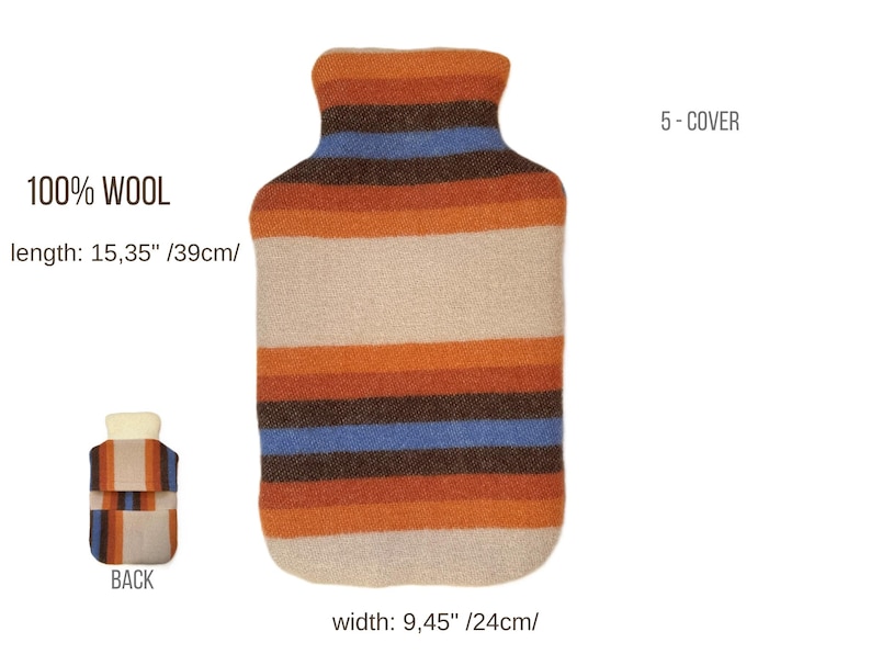 NZ Wool Hot Water Bottle Cover 2Qt 2L, Geometric Heating Pad Alternative, Period Cramp Relief Cozy Insulating Sleeve | Wärmflasche image 11