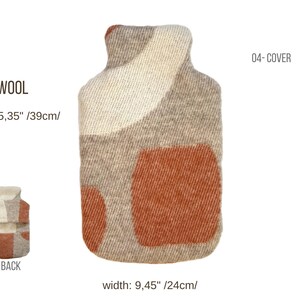 NZ Wool Hot Water Bottle Cover 2Qt 2L, Geometric Heating Pad Alternative, Period Cramp Relief Cozy Insulating Sleeve | Wärmflasche image 9