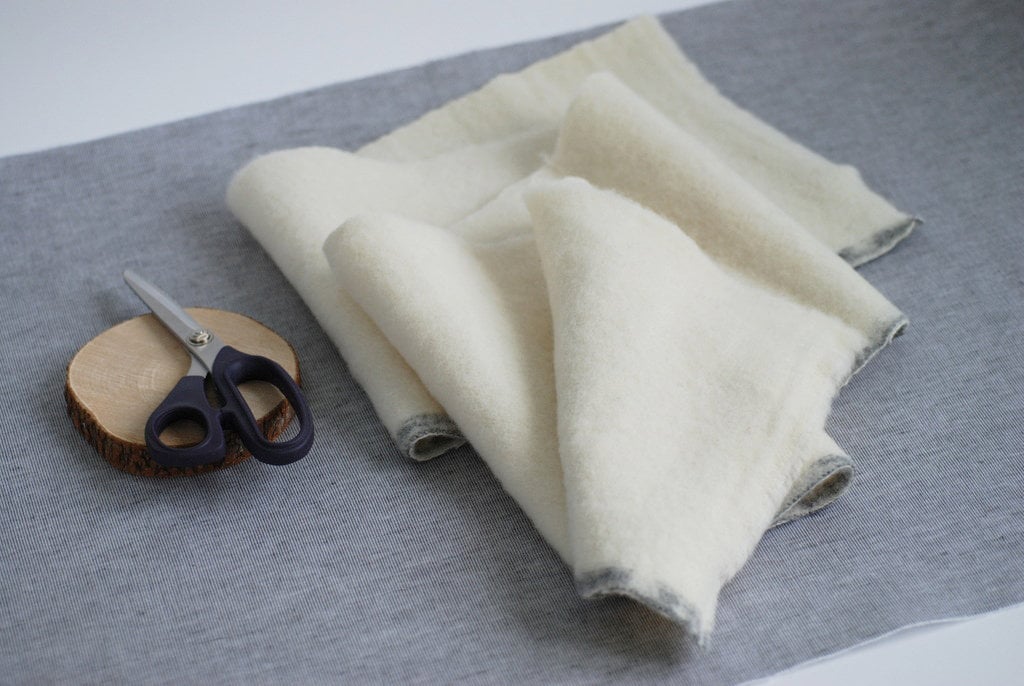 Ivory Organic Wool Remnants, Natural Wool Fabric Scraps, Wool Fabric